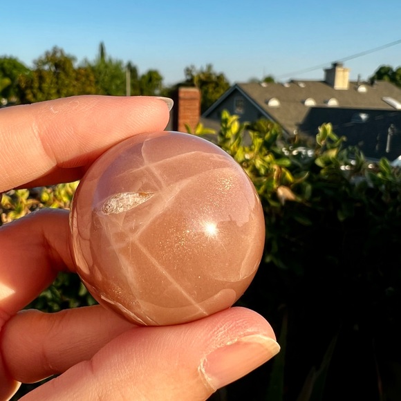 Peach Moonstone and Sunstone Sphere - Picture 6 of 6